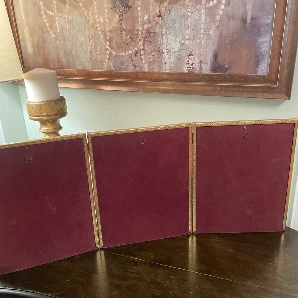 Triple Picture Photo Frame Vintage 8x10 8" x 10" Gold - Picture 4 of 6